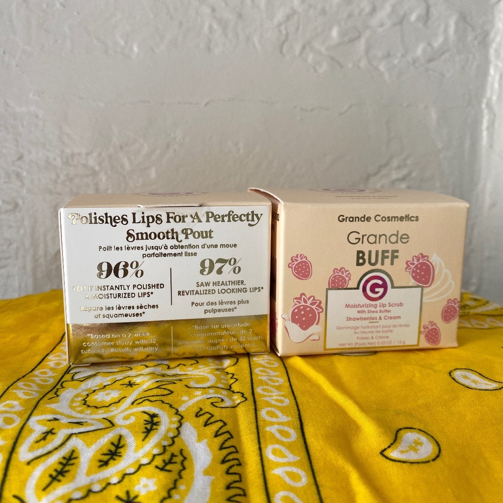 TWO Jars of Grande Cosmetics Grande Buff Moisturizing Lip Scrub